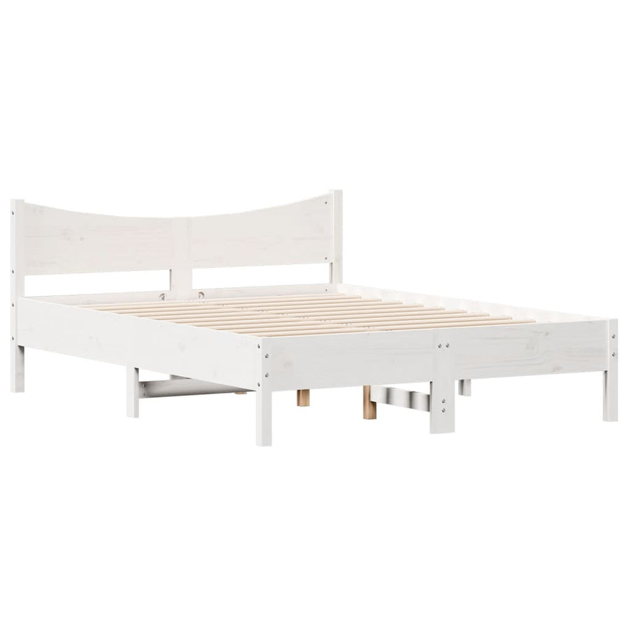 Bedframe massief grenenhout wit 120x200 cm