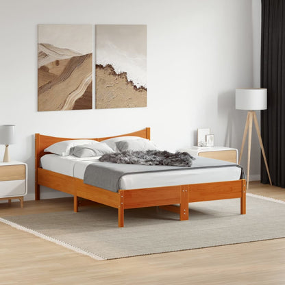 Bedframe massief grenenhout wasbruin 120x200 cm