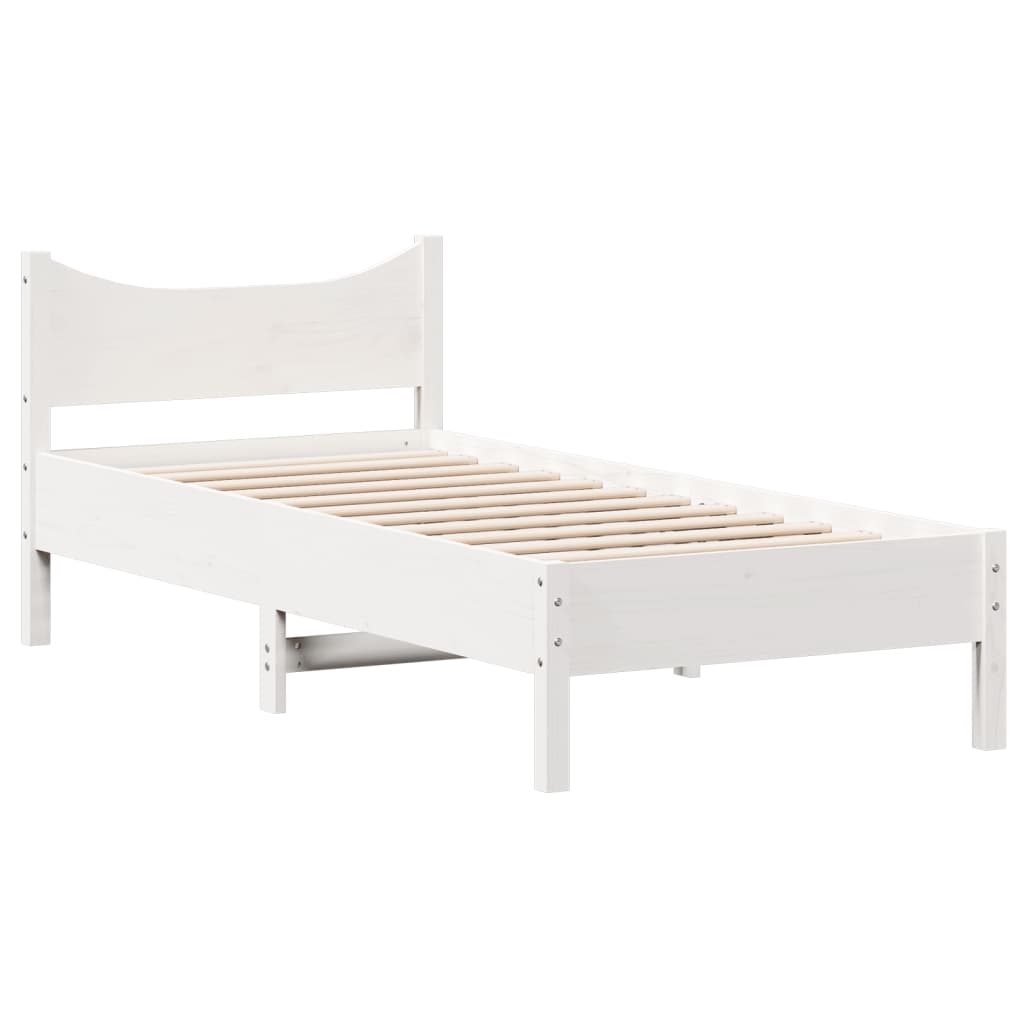 Bedframe massief grenenhout wit 100x200 cm 100 x 200 cm Wit