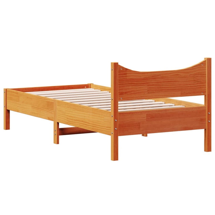 Bedframe massief grenenhout wasbruin 100x200 cm 100 x 200 cm Wasbruin