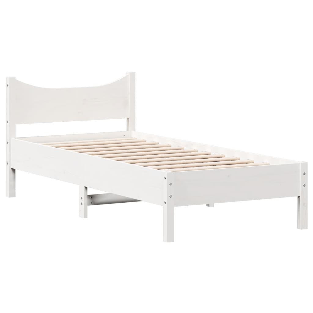 Bedframe massief grenenhout wit 90x200 cm 90 x 200 cm Wit