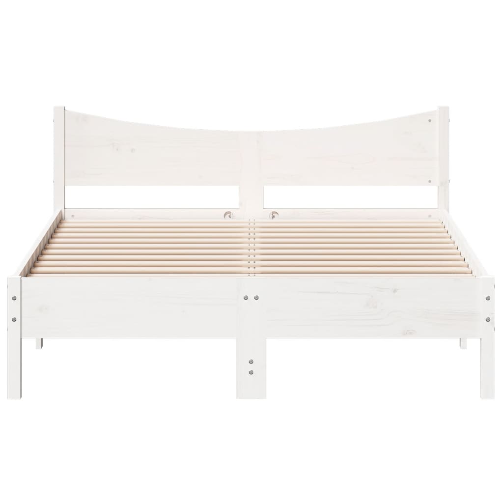 Bedframe massief grenenhout wit 140x190 cm 140 x 190 cm Wit