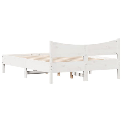 Bedframe massief grenenhout wit 140x190 cm 140 x 190 cm Wit