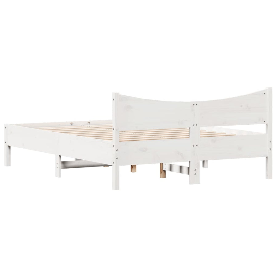 Bedframe massief grenenhout wit 140x190 cm 140 x 190 cm Wit