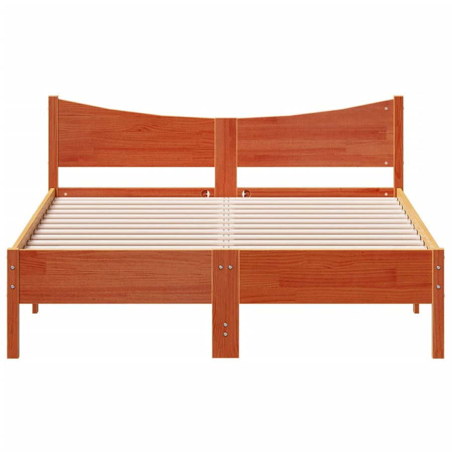 Bedframe massief grenenhout wasbruin 140x190 cm 140 x 190 cm Wasbruin