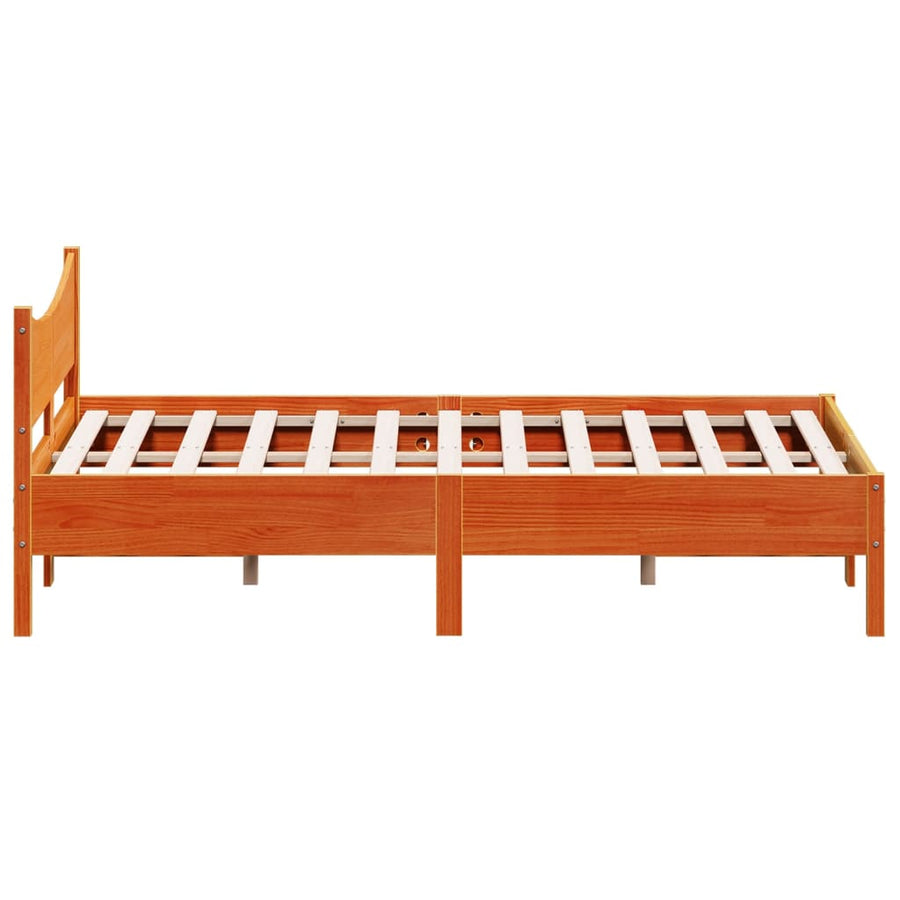 Bedframe massief grenenhout wasbruin 140x190 cm 140 x 190 cm Wasbruin