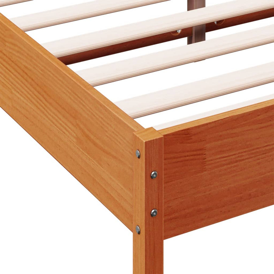 Bedframe massief grenenhout wasbruin 140x190 cm 140 x 190 cm Wasbruin