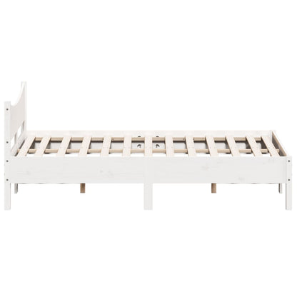 Bedframe massief grenenhout wit 135x190 cm 135 x 190 cm Wit
