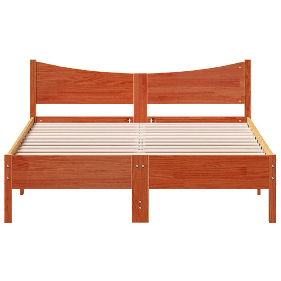 Bedframe massief grenenhout wasbruin 135x190 cm 135 x 190 cm Wasbruin