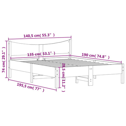 Bedframe massief grenenhout wasbruin 135x190 cm 135 x 190 cm Wasbruin