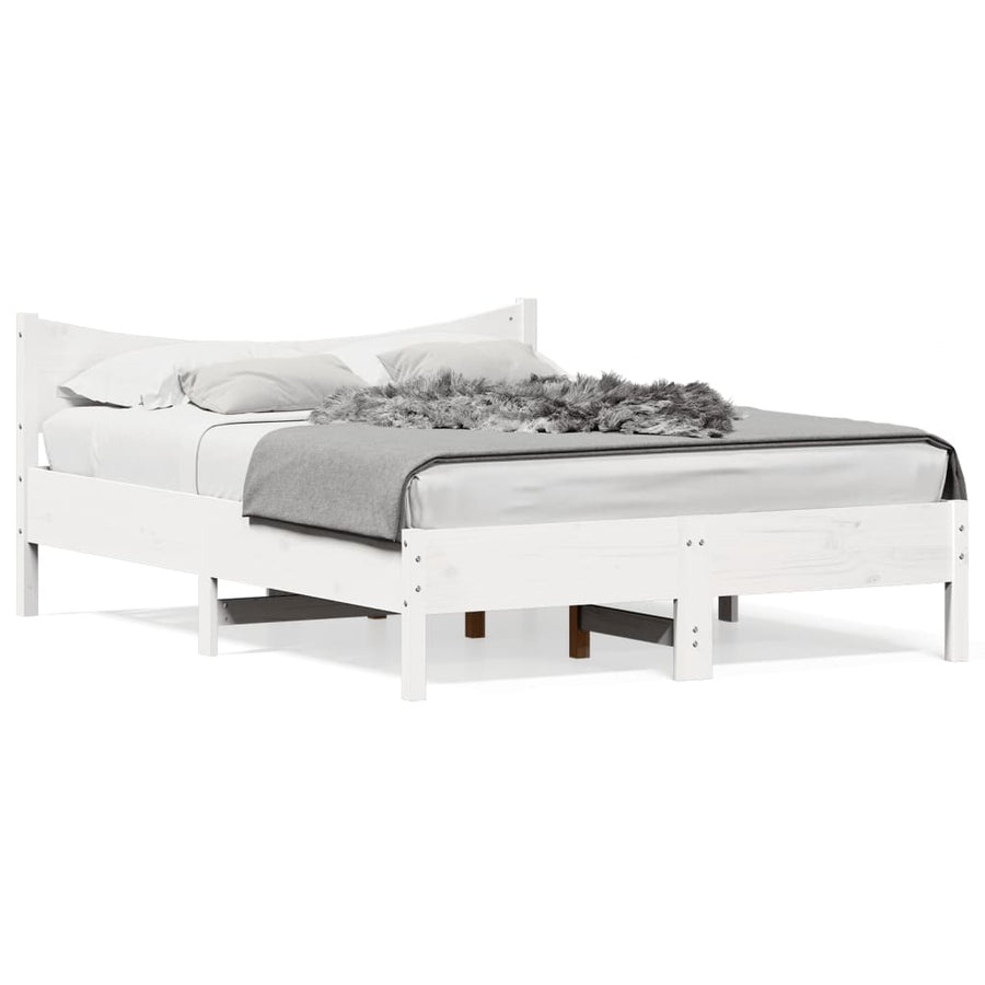 Bedframe massief grenenhout wit 120 x 190 cm
