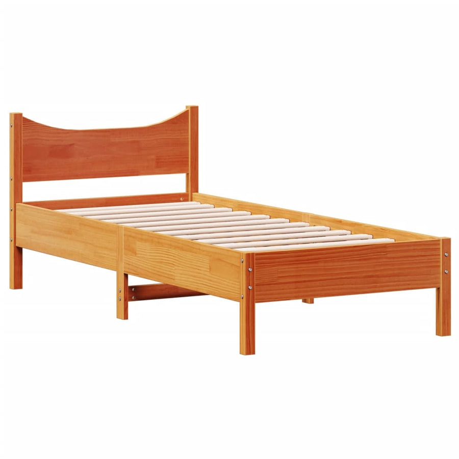 Bedframe massief grenenhout wasbruin 90x190 cm 90 x 190 cm Wasbruin