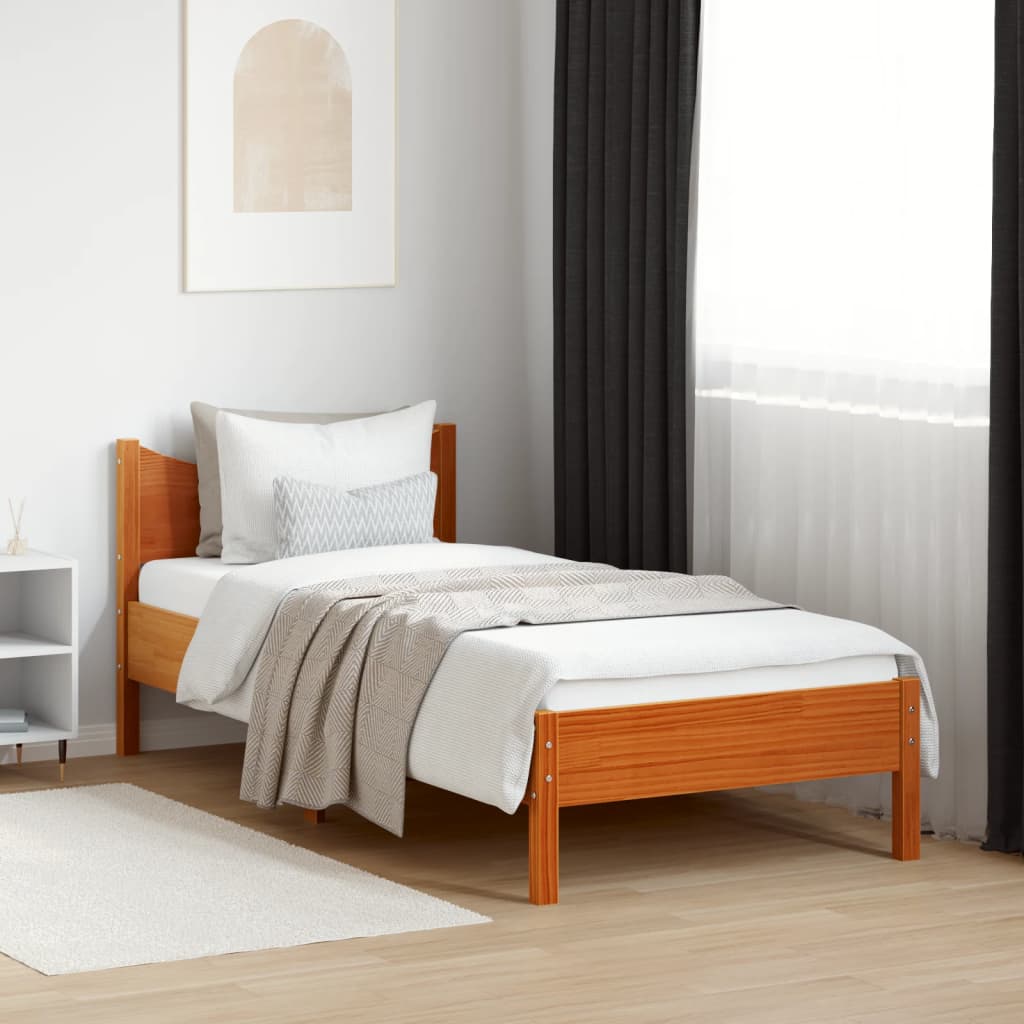 Bedframe massief grenenhout wasbruin 90x190 cm 90 x 190 cm Wasbruin
