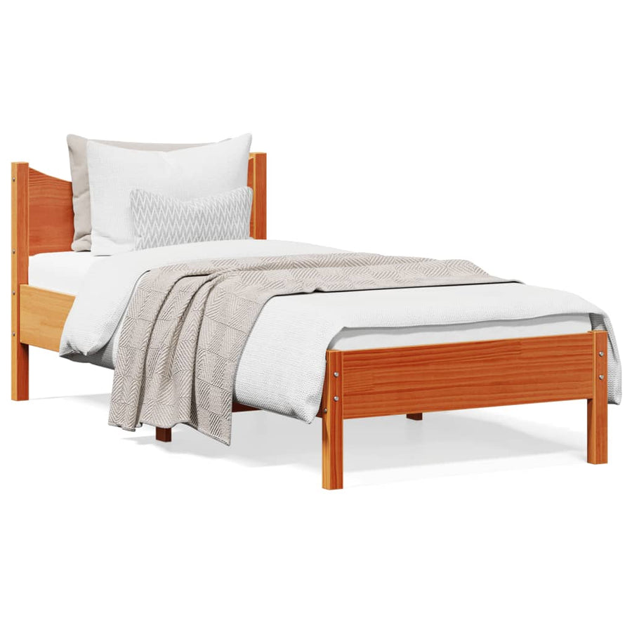 Bedframe massief grenenhout wasbruin 90x190 cm 90 x 190 cm Wasbruin