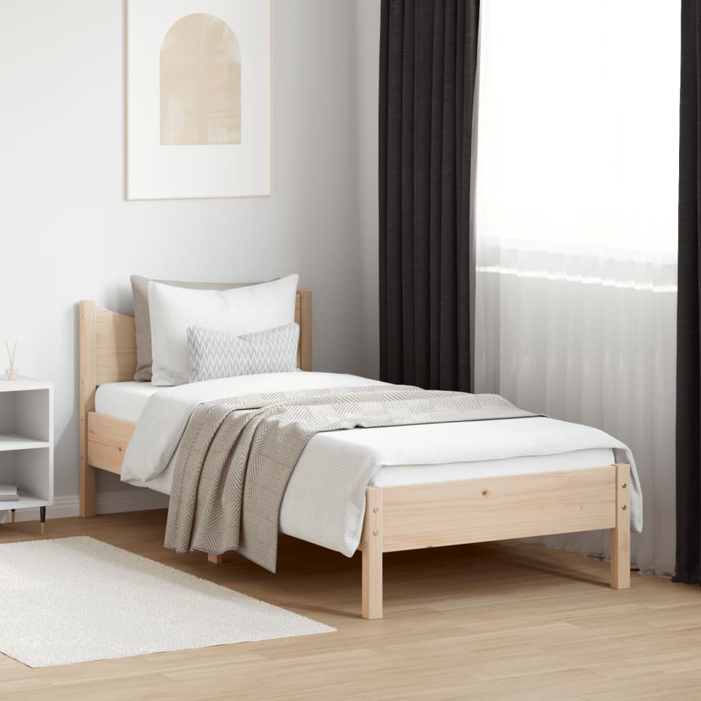 Bedframe massief grenenhout 75x190 cm 75 x 190 cm Naturel