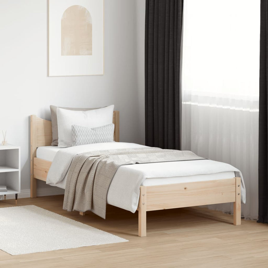 Bedframe massief grenenhout 75x190 cm 75 x 190 cm Naturel