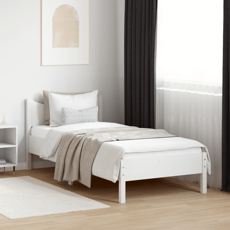 Bedframe massief grenenhout wit 75x190 cm 75 x 190 cm Wit