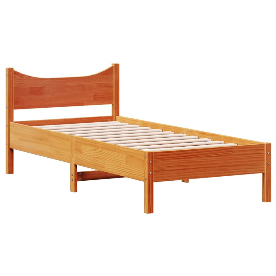 Bedframe massief grenenhout wasbruin 75x190 cm 75 x 190 cm Wasbruin