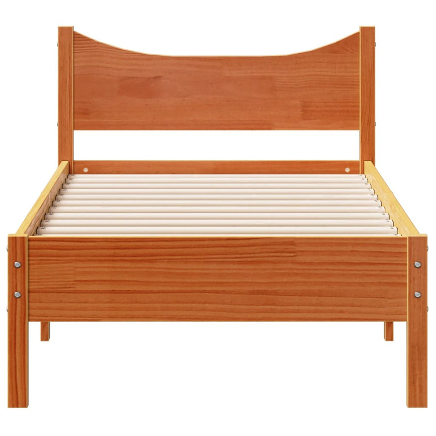 Bedframe massief grenenhout wasbruin 75x190 cm 75 x 190 cm Wasbruin