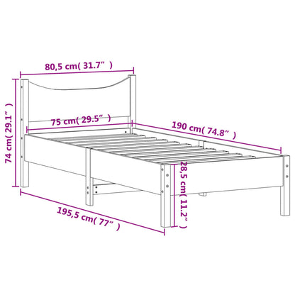 Bedframe massief grenenhout wasbruin 75x190 cm 75 x 190 cm Wasbruin