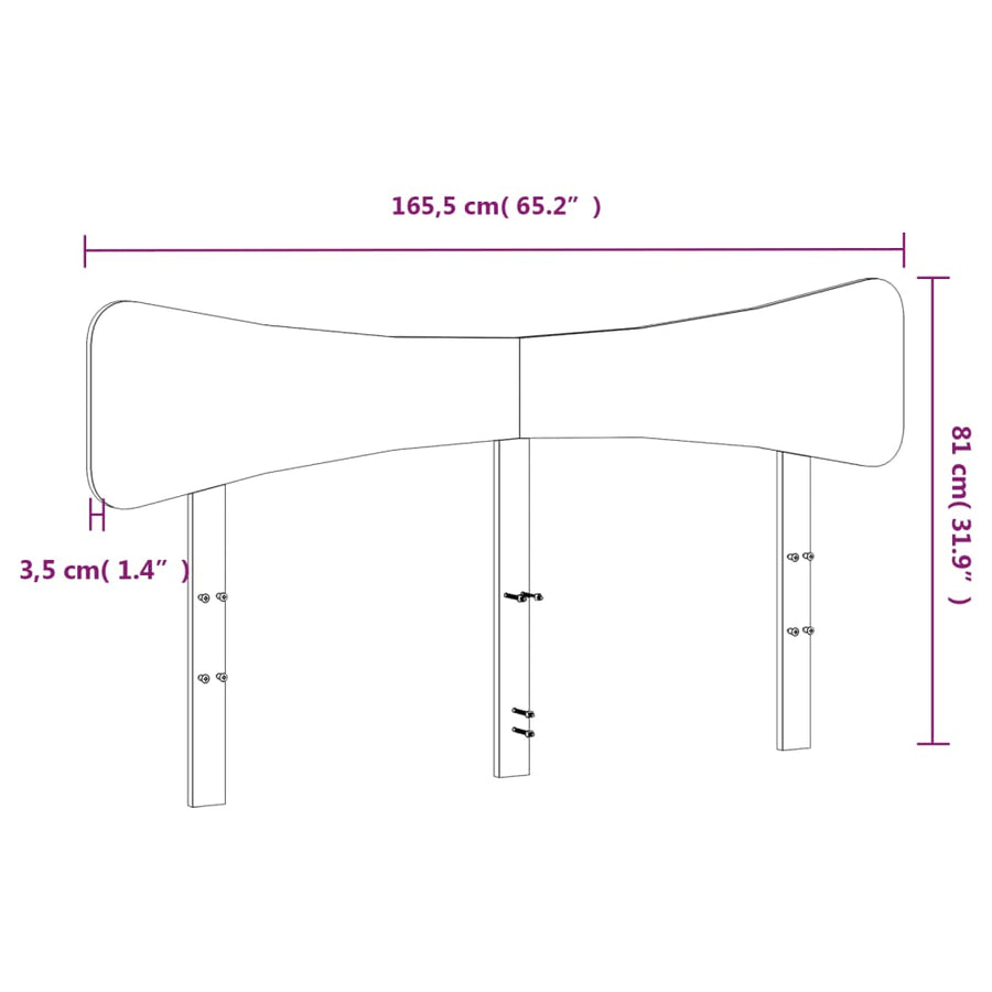 Hoofdbord 160 cm massief grenenhout wit
