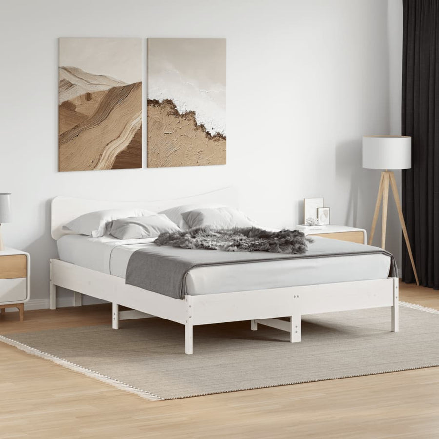 Hoofdbord 150 cm massief grenenhout wit