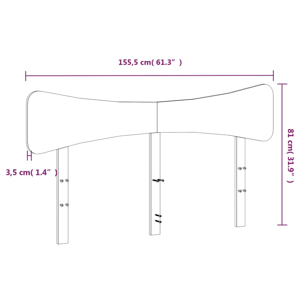 Hoofdbord 150 cm massief grenenhout wit