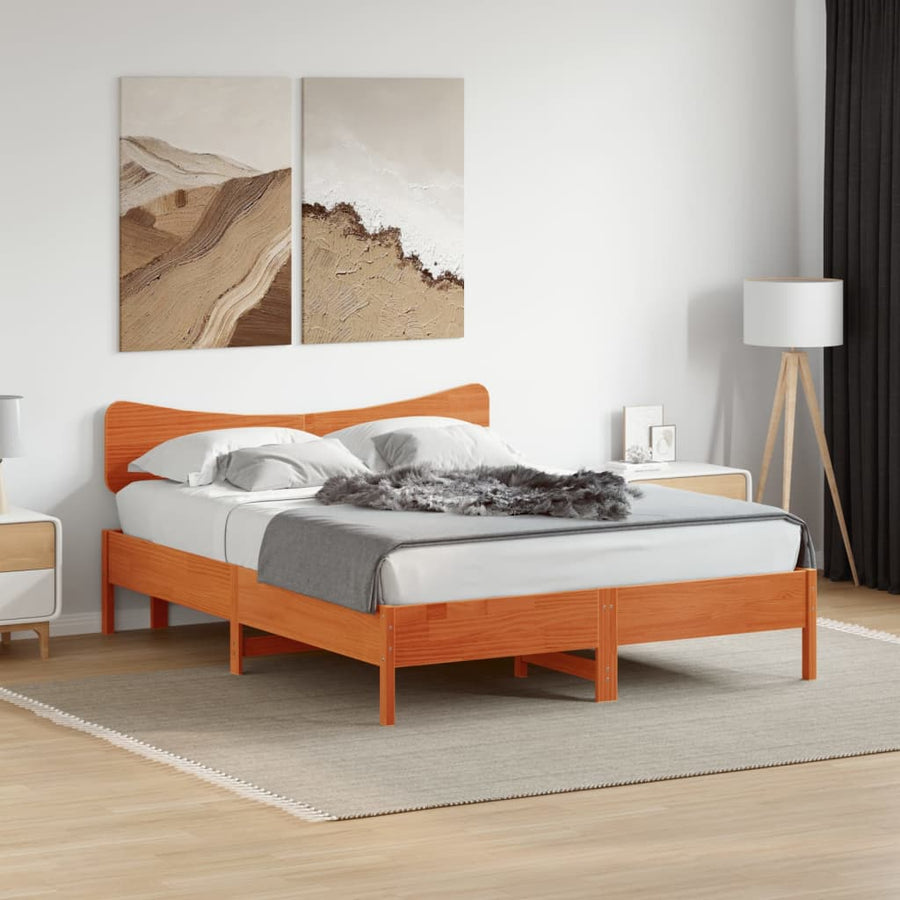 Hoofdbord 150 cm massief grenenhout wasbruin