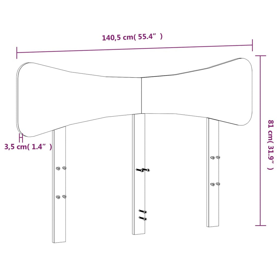 Hoofdbord 135 Cm Massief Grenenhout