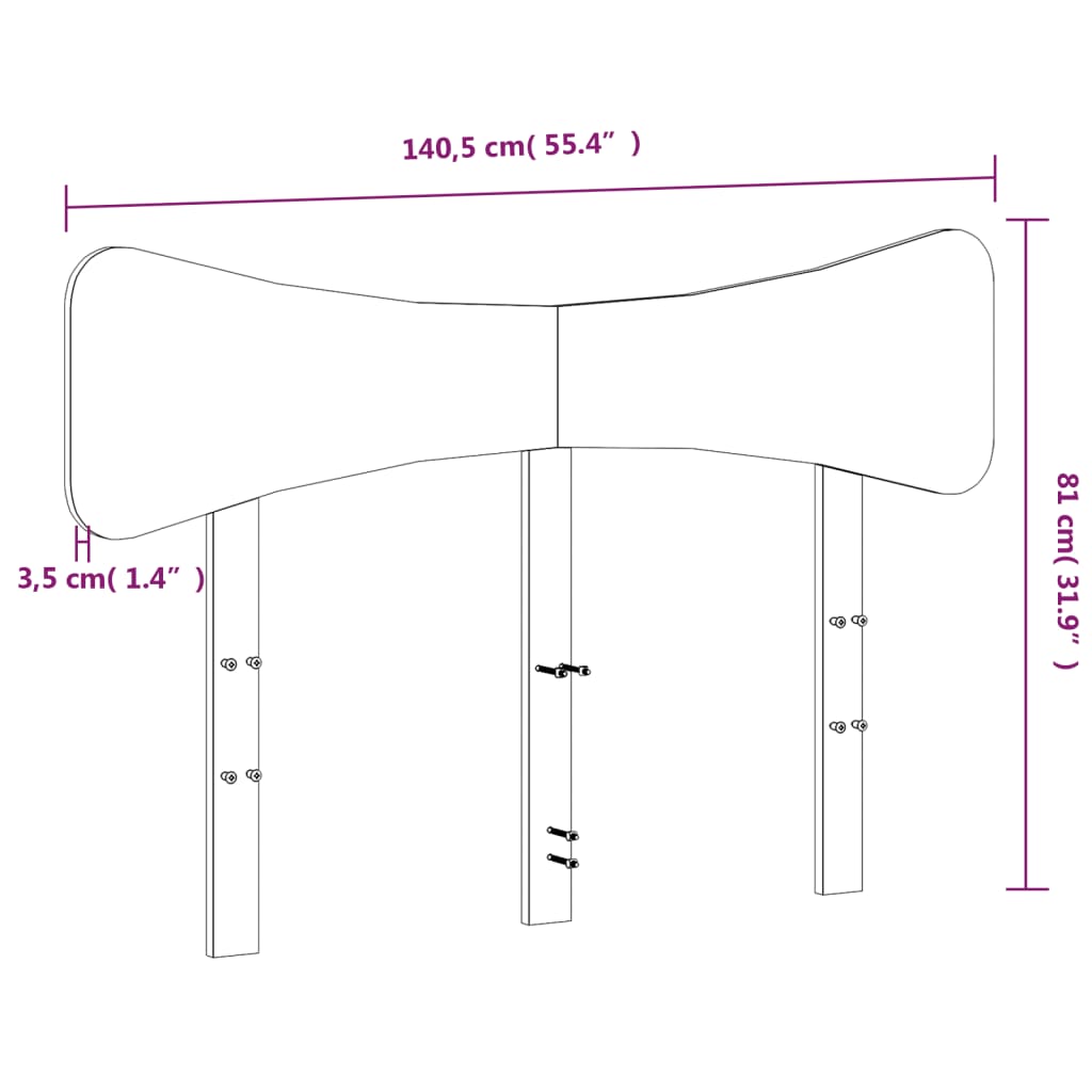 Hoofdbord 135 cm massief grenenhout wit
