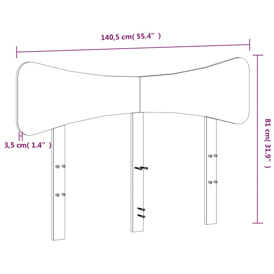 Hoofdbord 135 cm massief grenenhout wit