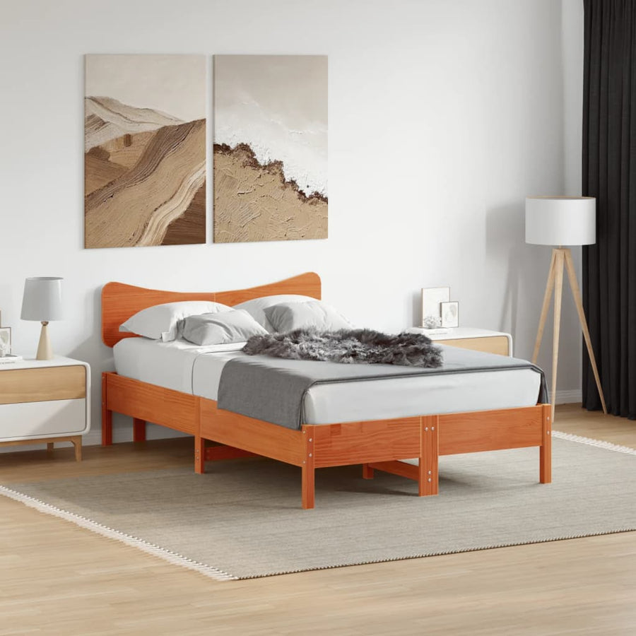 Hoofdbord 135 cm massief grenenhout wasbruin
