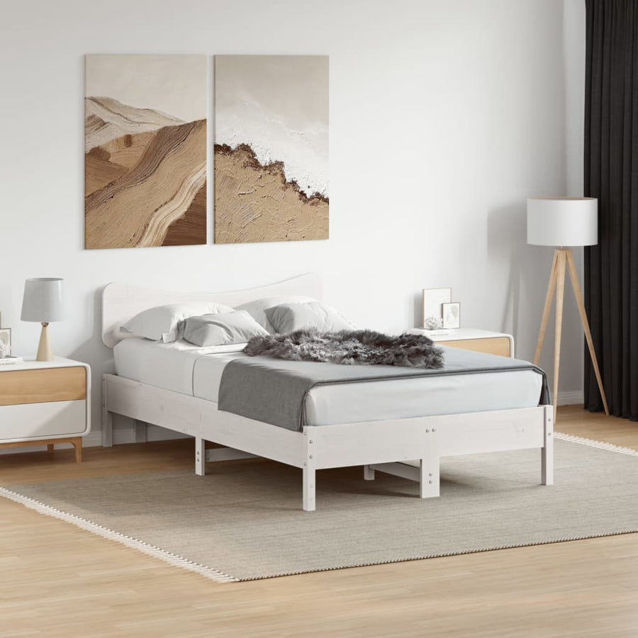 Hoofdbord 120 cm massief grenenhout wit