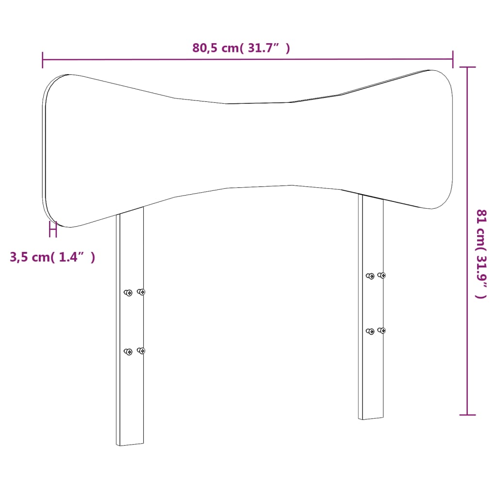 Hoofdbord 75 cm massief grenenhout wit