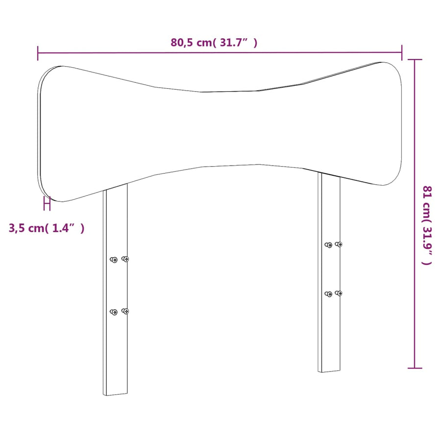 Hoofdbord 75 cm massief grenenhout wit