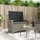 Adjustable garden bench with cushions poly rattan grey