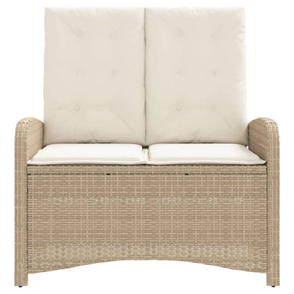 Tuinbankje Verstelbaar Met Kussens Poly Rattan Beige