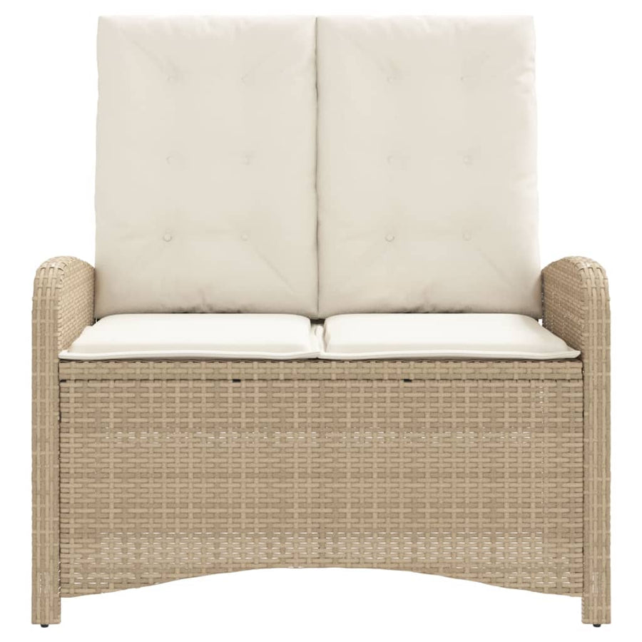 Tuinbankje Verstelbaar Met Kussens Poly Rattan Beige