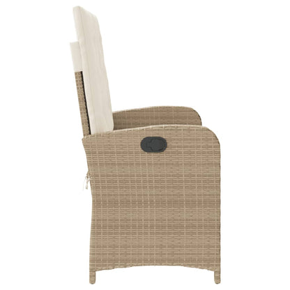Tuinbankje Verstelbaar Met Kussens Poly Rattan Beige