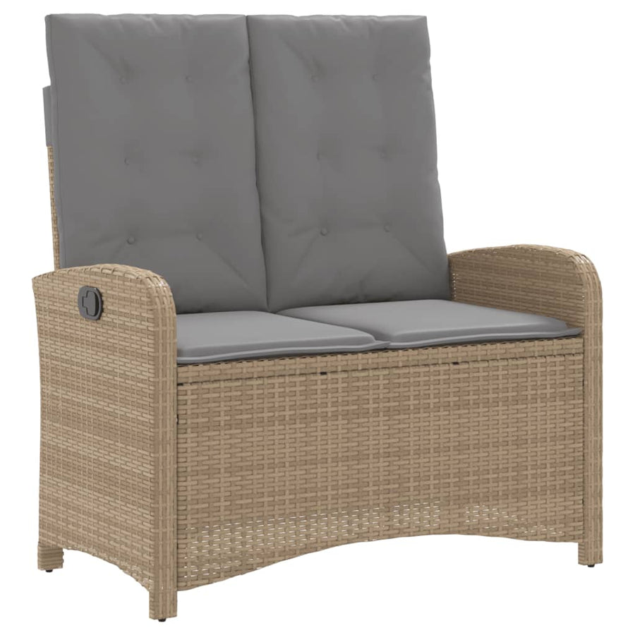 Tuinbankje Verstelbaar Met Kussens Poly Rattan Beige