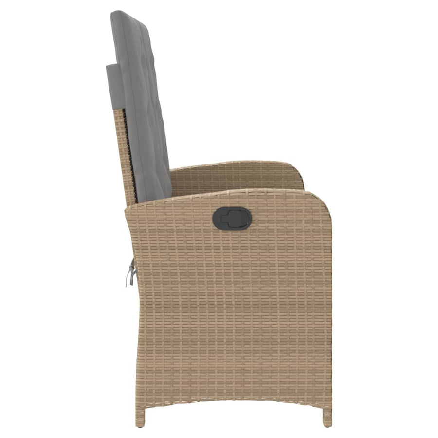 Tuinbankje Verstelbaar Met Kussens Poly Rattan Beige