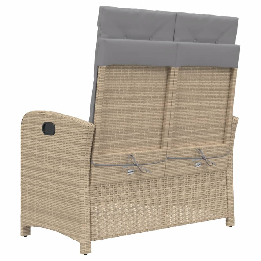 Tuinbankje Verstelbaar Met Kussens Poly Rattan Beige