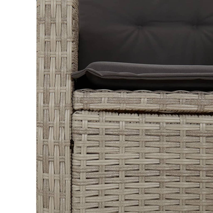 Tuinbankje Verstelbaar Met Kussens Poly Rattan Lichtgrijs