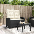 Adjustable garden bench with cushions poly rattan black