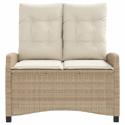 Tuinbankje Verstelbaar Met Kussens Poly Rattan Beige