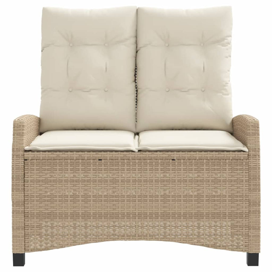 Tuinbankje Verstelbaar Met Kussens Poly Rattan Beige