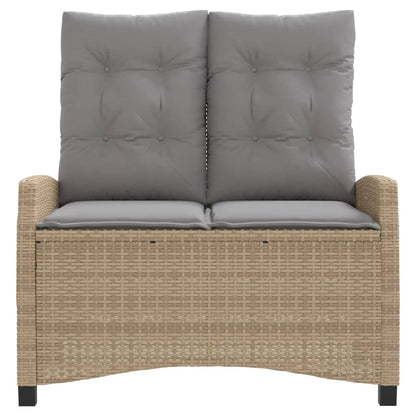 Tuinbankje Verstelbaar Met Kussens Poly Rattan Beige