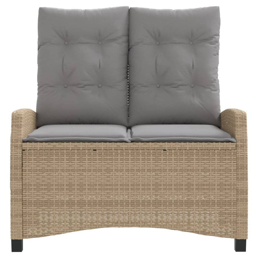 Tuinbankje Verstelbaar Met Kussens Poly Rattan Beige