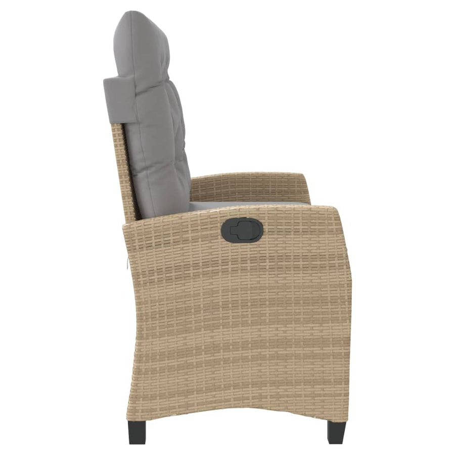 Tuinbankje Verstelbaar Met Kussens Poly Rattan Beige