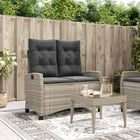 Adjustable garden bench with cushions poly rattan light grey